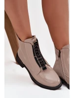 Lakované dámské botky D&A – béžové Lakované dámské botky D&A – béžové