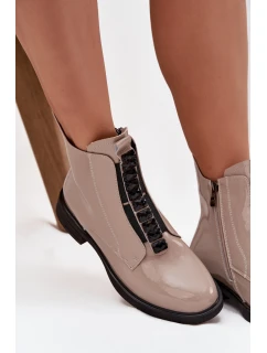 Lakované dámské botky D&A – béžové