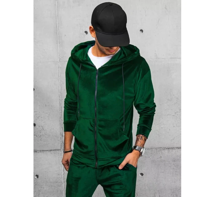 Pánská zelená velurová mikina FashionStreet BX5543