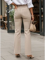 Jeansy damskie wide leg z wysokim stanem beżowe model 22102019 - FashionStreet