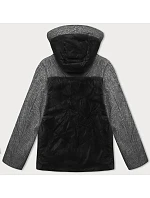 Volná bunda s odepínací kapucí Vaston black-melange (SJ218-036#) Volná bunda s odepínací kapucí Vaston black-melange (SJ218-036#)