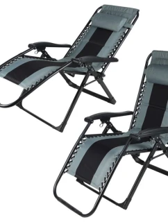 MULTIFUNKČNÍ SKLÁDACÍ ZAHRADNÍ LEHÁTKO 162X52/65X110CM ČERNÁ ŠEDÁ