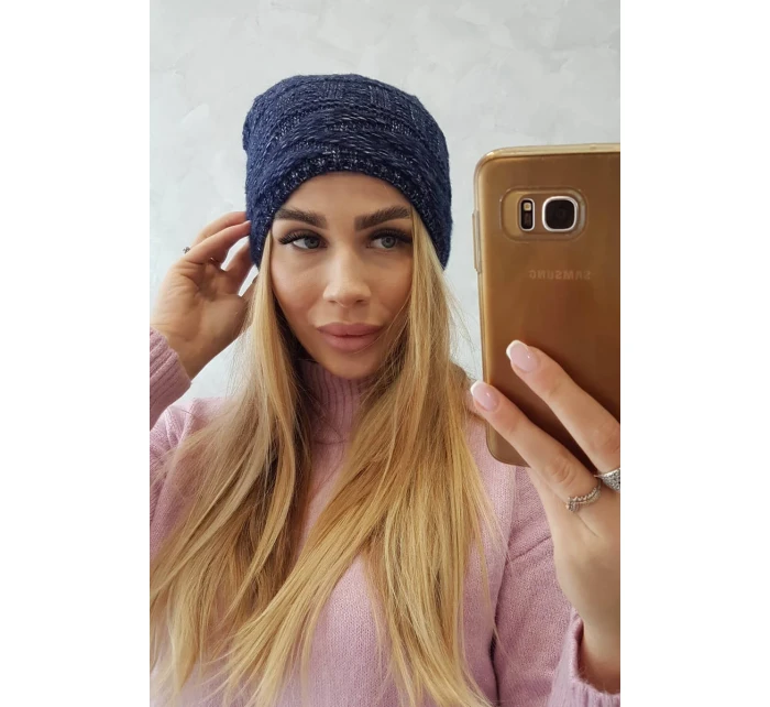 Fleecová čepice Edyta K298 navy blue