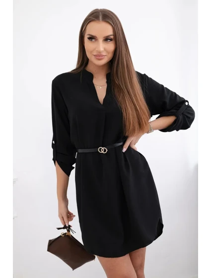 Šaty s delšími zády a pásem černý Šaty s delšími zády a pásem černý