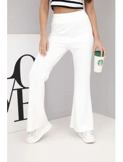 Dámské kalhoty s se nohavicí ecru model 21893647 - K-Fashion