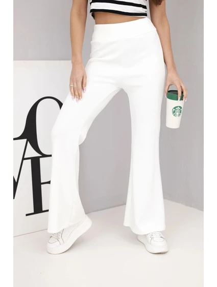 Dámské kalhoty s se nohavicí ecru model 21893647 - K-Fashion