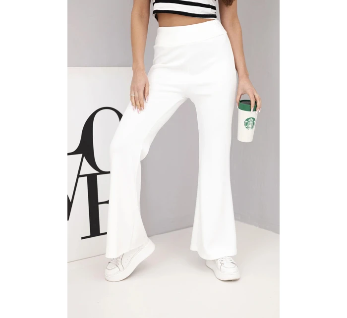 Dámské kalhoty s se nohavicí ecru model 21893647 - K-Fashion