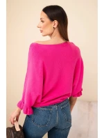 Dámský svetr typu model 21949280 s kulatým výstřihem fuchsie - K-Fashion Dámský svetr typu model 21949280 s kulatým výstřihem fuchsie - K-Fashion