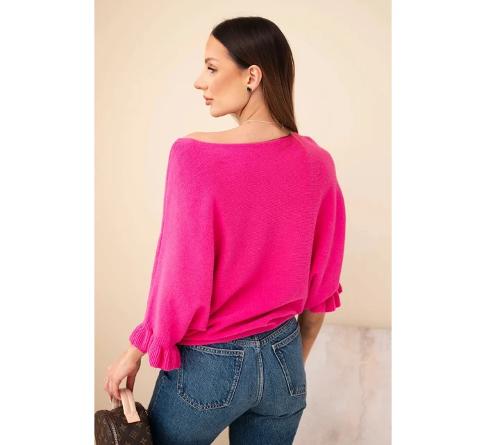 Dámský svetr typu model 21949280 s kulatým výstřihem fuchsie - K-Fashion Dámský svetr typu model 21949280 s kulatým výstřihem fuchsie - K-Fashion