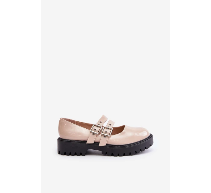 Dámské Lakované Polobotky S Pásky Béžové Terione