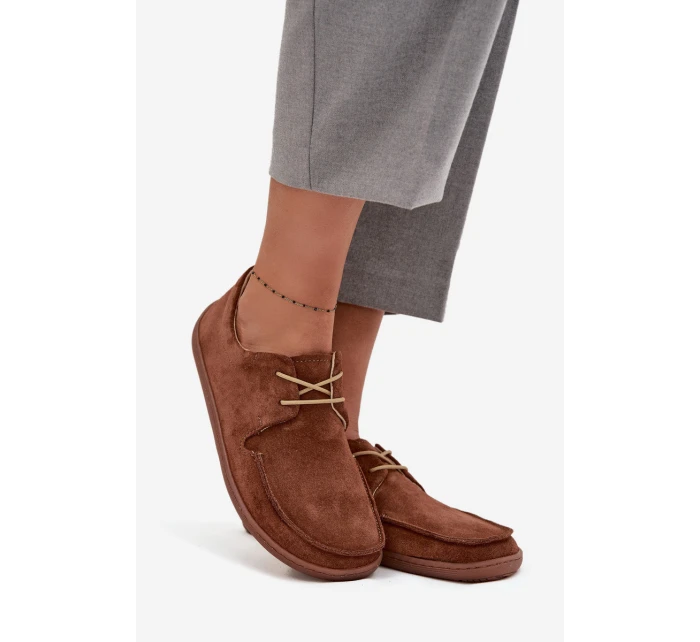 Dámské polobotky typu barefoot z přírodního semiše Zazoo 327 hnědé