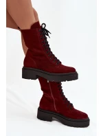 Dámské workery z pravé kůže s  bordó model 21712894 - Zazoo
