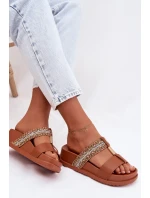 Dámské platformové sandály s pásky a zlatým detailem Camel Tahlia