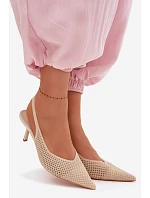 Dámské sandály z síťoviny na podpatku Béžové Emiliana Dámské sandály z síťoviny na podpatku Béžové Emiliana