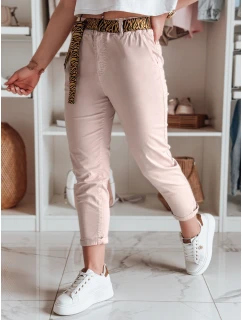 Dámské kalhoty s páskem MADELINA růžové FashionStreet UY2627