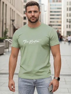 Pánské bavlněné tričko s potiskem „The Boston“, zelené, FashionStreet NX5129R