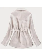 Volný dámský krátký kabát v barvě ecru model 15068433 - ROSSE LINE Volný dámský krátký kabát v barvě ecru model 15068433 - ROSSE LINE