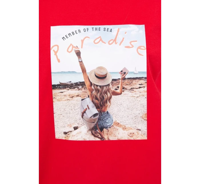 Halenka s potiskem Paradise červená Halenka s potiskem Paradise červená