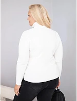 Dámský viskózový svetr Plus Size s rolákem v klasickém střihu ecru zelená Dámský viskózový svetr Plus Size s rolákem v klasickém střihu ecru zelená