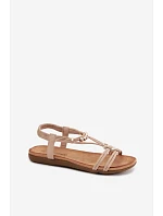 Dámské ploché sandály s pásky Béžové Zelda