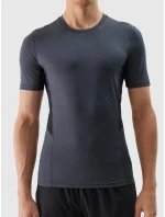 Pánské sportovní tričko slim z recyklovaných materiálů 4F - grafitové