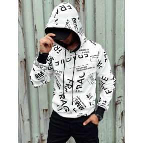 Pánská mikina s kapucí bílá Dstreet BX5780