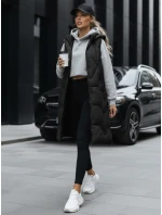 Dámská dlouhá prošívaná vesta černá FashionStreet TY5269