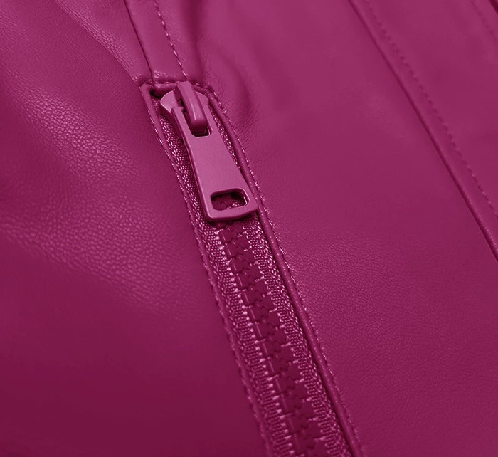 Tmavě růžová krátká dámská bunda ramoneska se stojáčkem J Style (11Z8127)
