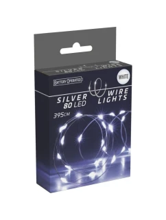 DRÁTĚNÁ SVĚTLA OVLÁDANÁ BATERIEMI GIRLANDA 80 VEDLA STUDENÁ BÍLÁ