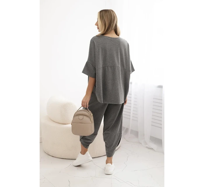 Bavlněný komplet halenka + kalhoty Grafit Bavlněný komplet halenka + kalhoty Grafit