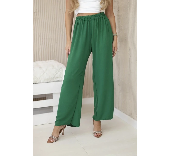 Kalhoty se širokými nohavicemi tmavě zelená Kalhoty se širokými nohavicemi tmavě zelená