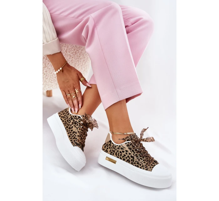 Dámské Tenisky Na Masivní Platformě S Ozdobným Šněrováním Leopardí Hnědé Zidora Dámské Tenisky Na Masivní Platformě S Ozdobným Šněrováním Leopardí Hnědé Zidora