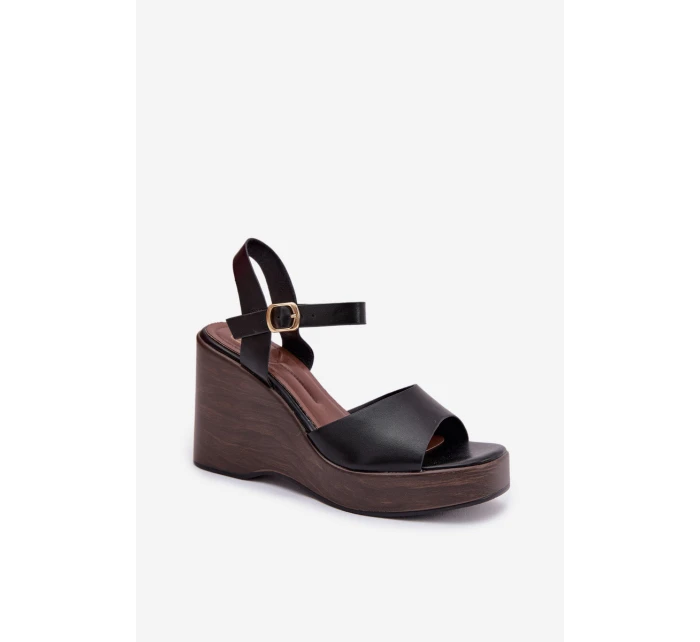 Dámské sandály na platformě Eko kůže Černé model 21937502 - Boto Dámské sandály na platformě Eko kůže Černé model 21937502 - Boto