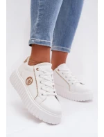 Dámské tenisky na platformě s ozdobným detailem Bílé model 21997733 - EVENTO