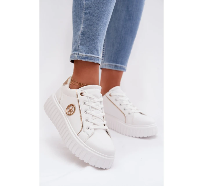 Dámské tenisky na platformě s ozdobným detailem Bílé model 21997733 - EVENTO