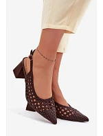 Dámské sandály na podpatku čokoládové model 22095121 - Boto