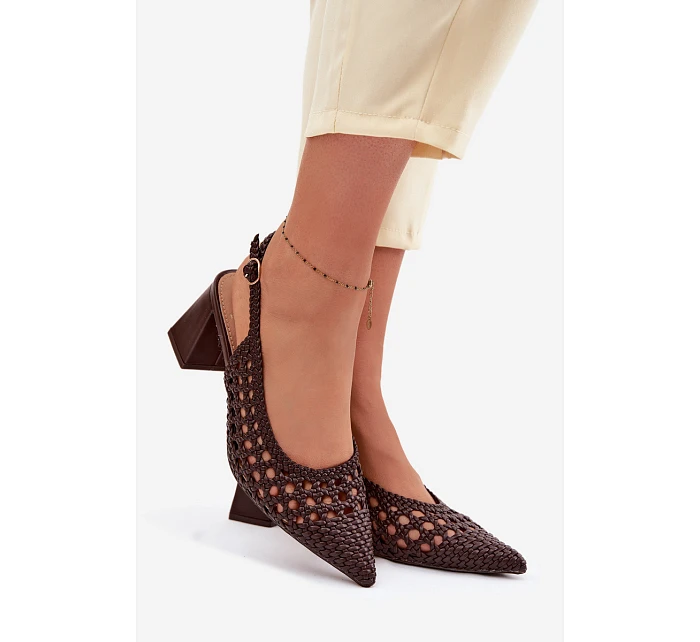 Dámské sandály na podpatku čokoládové model 22095121 - Boto