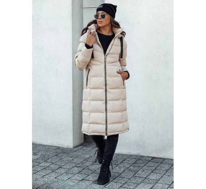 Dámská prošívaná zimní bunda s kapucí MENSI béžová FashionStreet TY4585