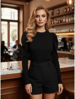 Dámský svetr v jedné velikosti s bufetem ELENORI černý FashionStreet MY2465