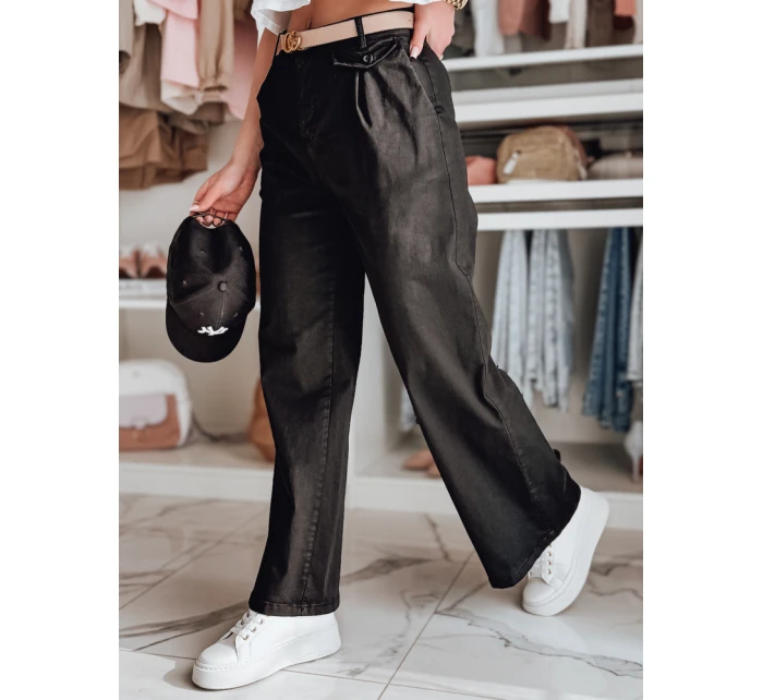 Dámské kalhoty s širokými nohavicemi MOBISKA black FashionStreet UY2621