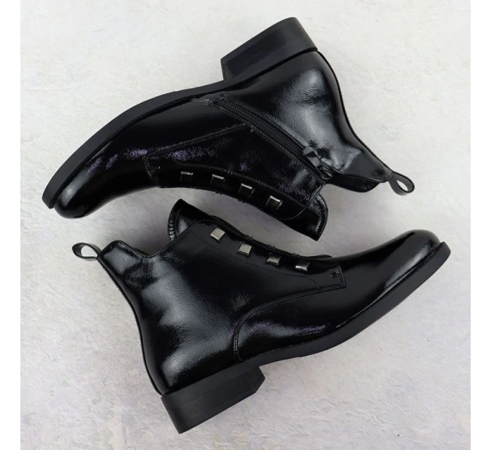 Dámské černé lakované kozačky S.Barski HY52-527 Dámské černé lakované kozačky S.Barski HY52-527