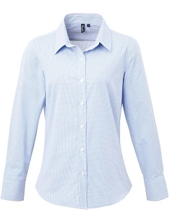 Premier PR 320 Popelínová kostkovaná halenka s dl. rukávem 39.0320 light blue/white