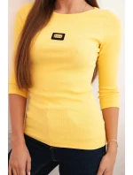 Dámská pruhovaná blůza s 3/4 rukávy a ozdobnou nášivkou žlutá Dámská pruhovaná blůza s 3/4 rukávy a ozdobnou nášivkou žlutá