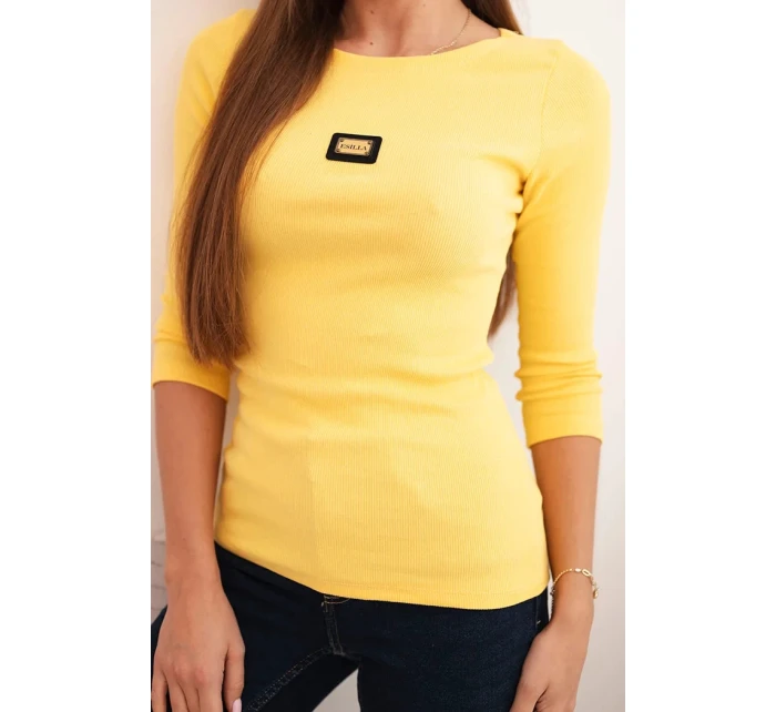 Dámská pruhovaná blůza s 3/4 rukávy a ozdobnou nášivkou žlutá Dámská pruhovaná blůza s 3/4 rukávy a ozdobnou nášivkou žlutá