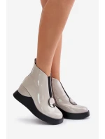 Boty Na Klínu Zateplené D&A Světle šedé model 21671894 - S.Barski Boty Na Klínu Zateplené D&A Světle šedé model 21671894 - S.Barski