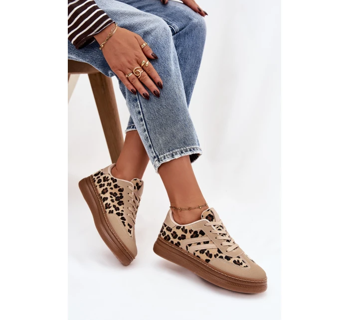 Dámské tenisky na platformě Panterka béžové Denissa