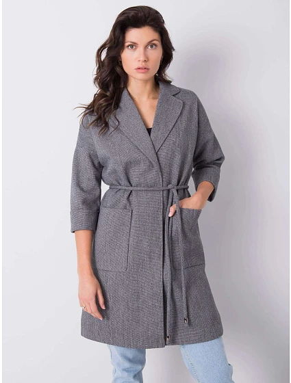 Płaszcz PL ciemny szary model 18505979 - FPrice Płaszcz PL ciemny szary model 18505979 - FPrice
