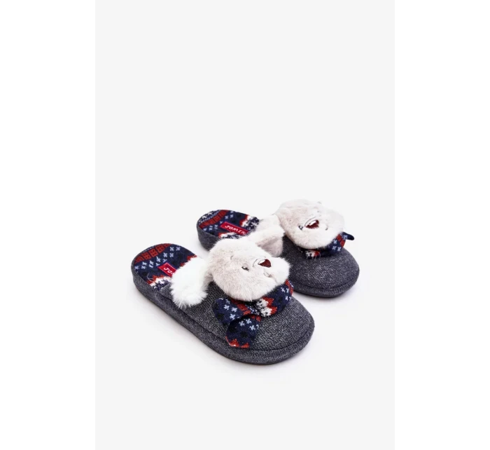 Dětské pantofle se silnou podrážkou s medvídkem Grey Dasca