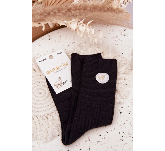 Dámské dlouhé vlněné ponožky – černé Dámské dlouhé vlněné ponožky – černé