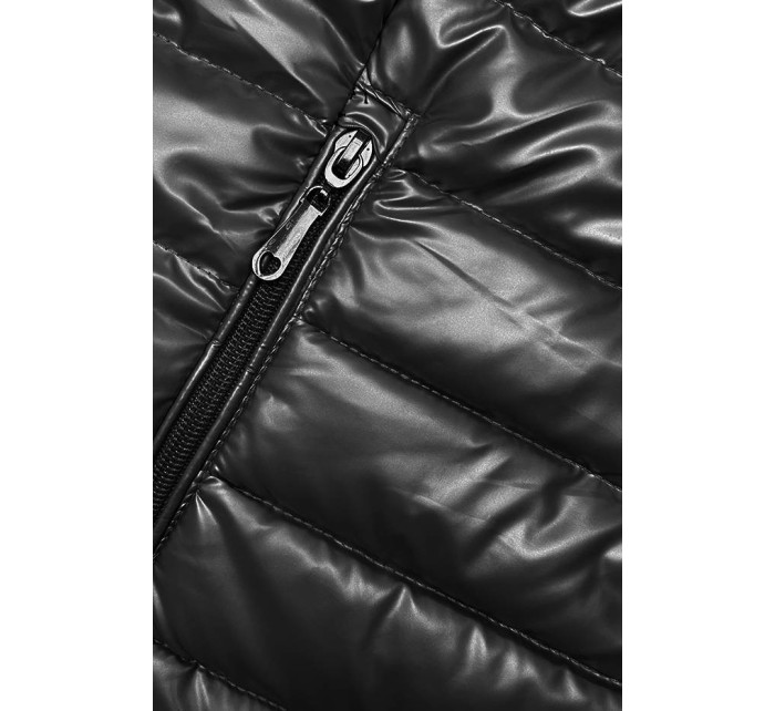 Černá prošívaná dámská bunda se stojáčkem (16M9110-392)